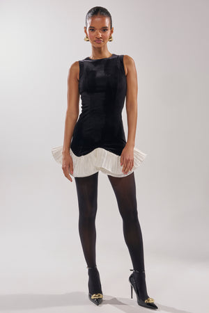 AKIRA Swan Velvet Mini Dress | Black