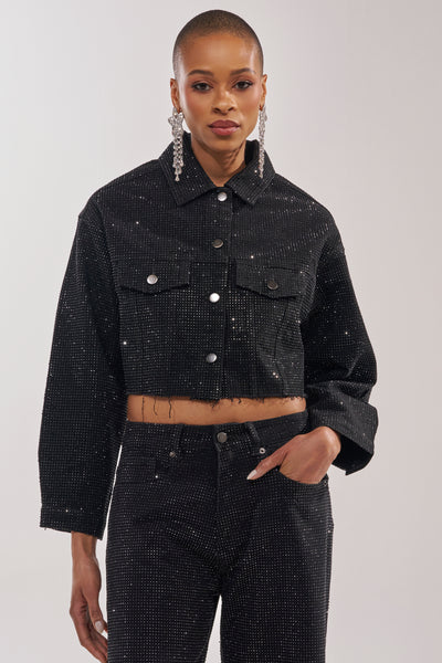 DEMI EMBELLISHED DENIM JACKET IN BLACK – AKIRA