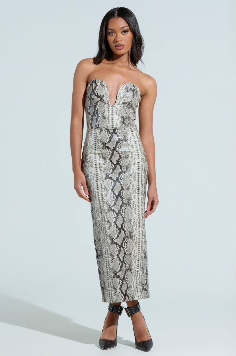 DROP IT LOW SNAKE MIDI DRESS AKIRA DROP IT LOW SNAKE MIDI DRESS AKIRA
