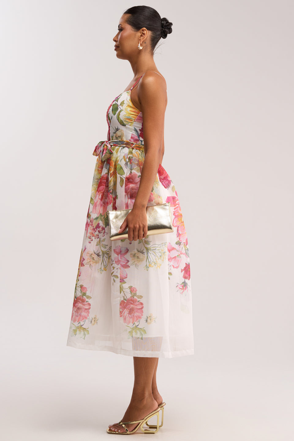 AKIRA Garden Party Floral Chiffon Midi Dress