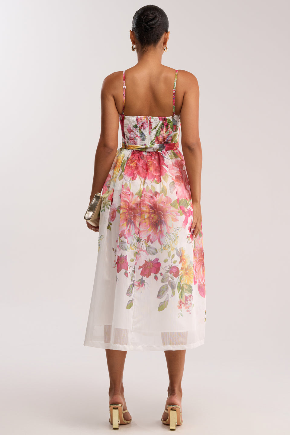 garden party dress midi Garden Party Glow Mesh Polka Dot Midi Dress (Ivory)