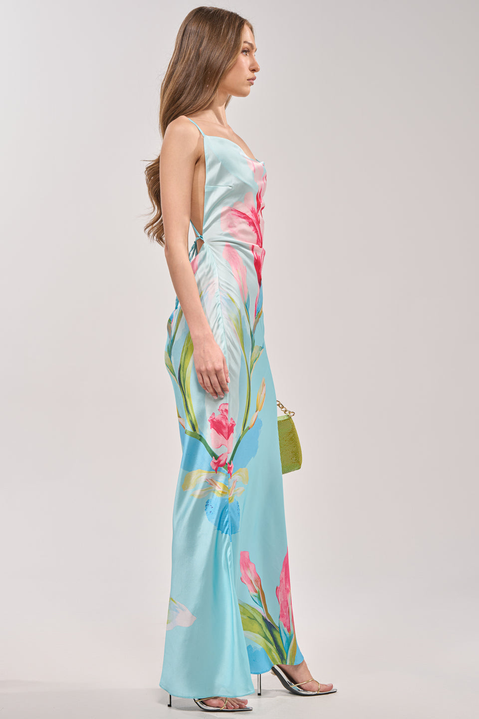AKIRA The Main Event Floral Satin Maxi Dress