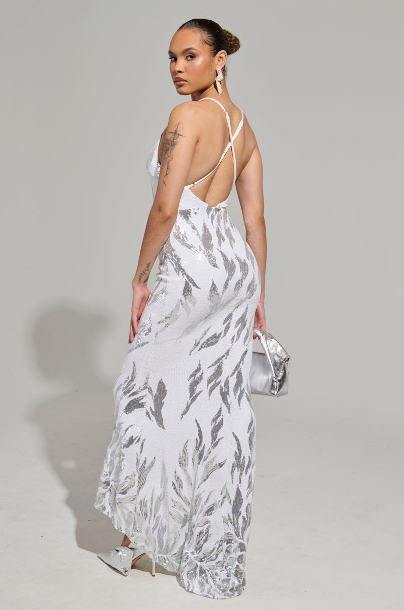 WINTER WHITES SEQUIN MAXI DRESS – AKIRA