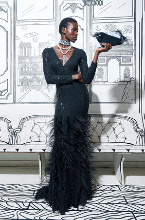 YOURS TRULY FEATHER SEQUIN EMBELLISHED MAXI DRESS AKIRA YOURS TRULY FEATHER SEQUIN EMBELLISHED MAXI DRESS AKIRA