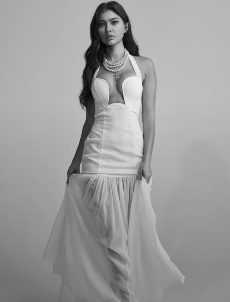 akira clothing dresses Corset Silk Dress Blush / XS Stun and sparkle in this show AKIRA - DREAM FLORAL CHAINMAIL