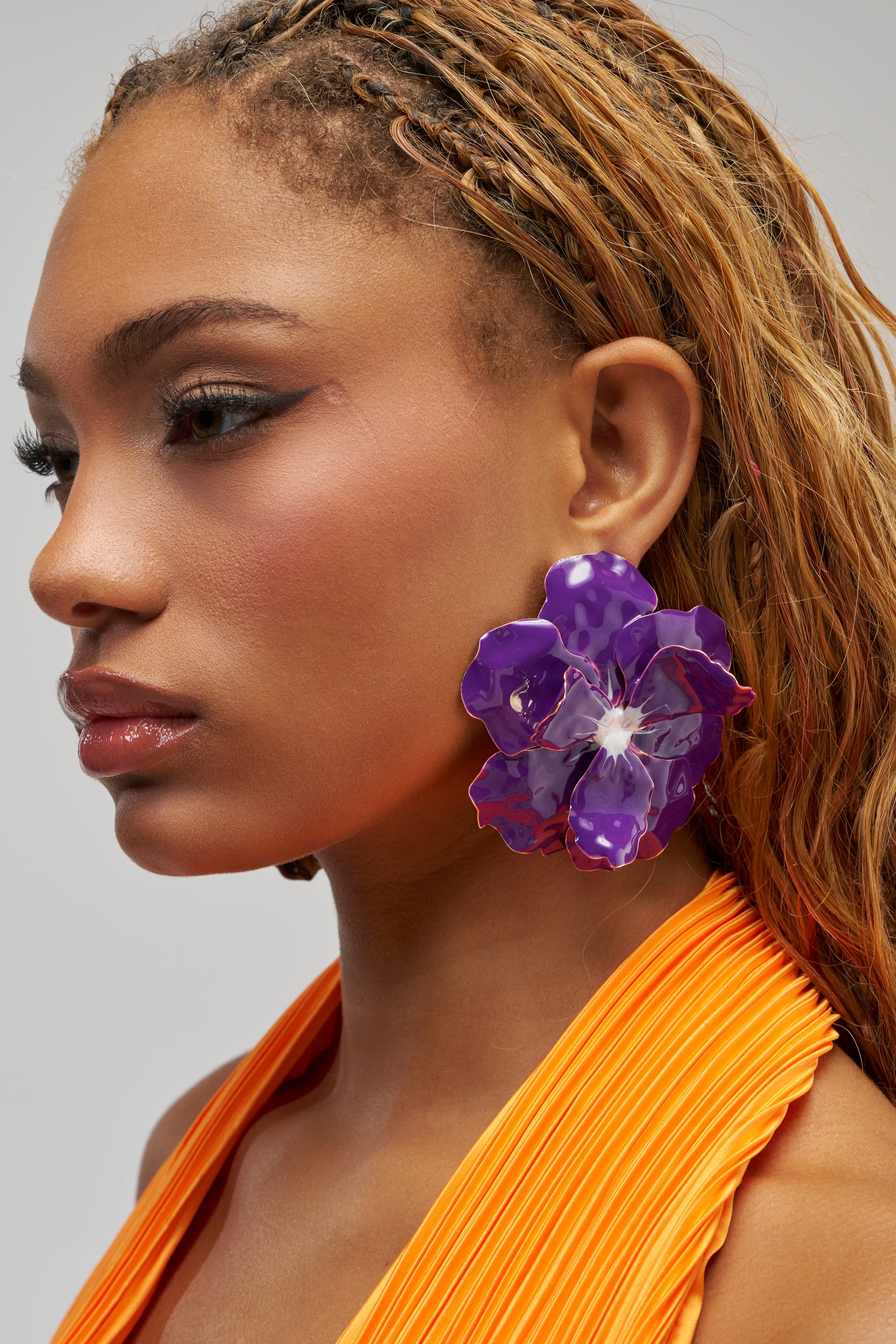 Purple Haze Flower Stud Earrings, Enamel | AKIRA