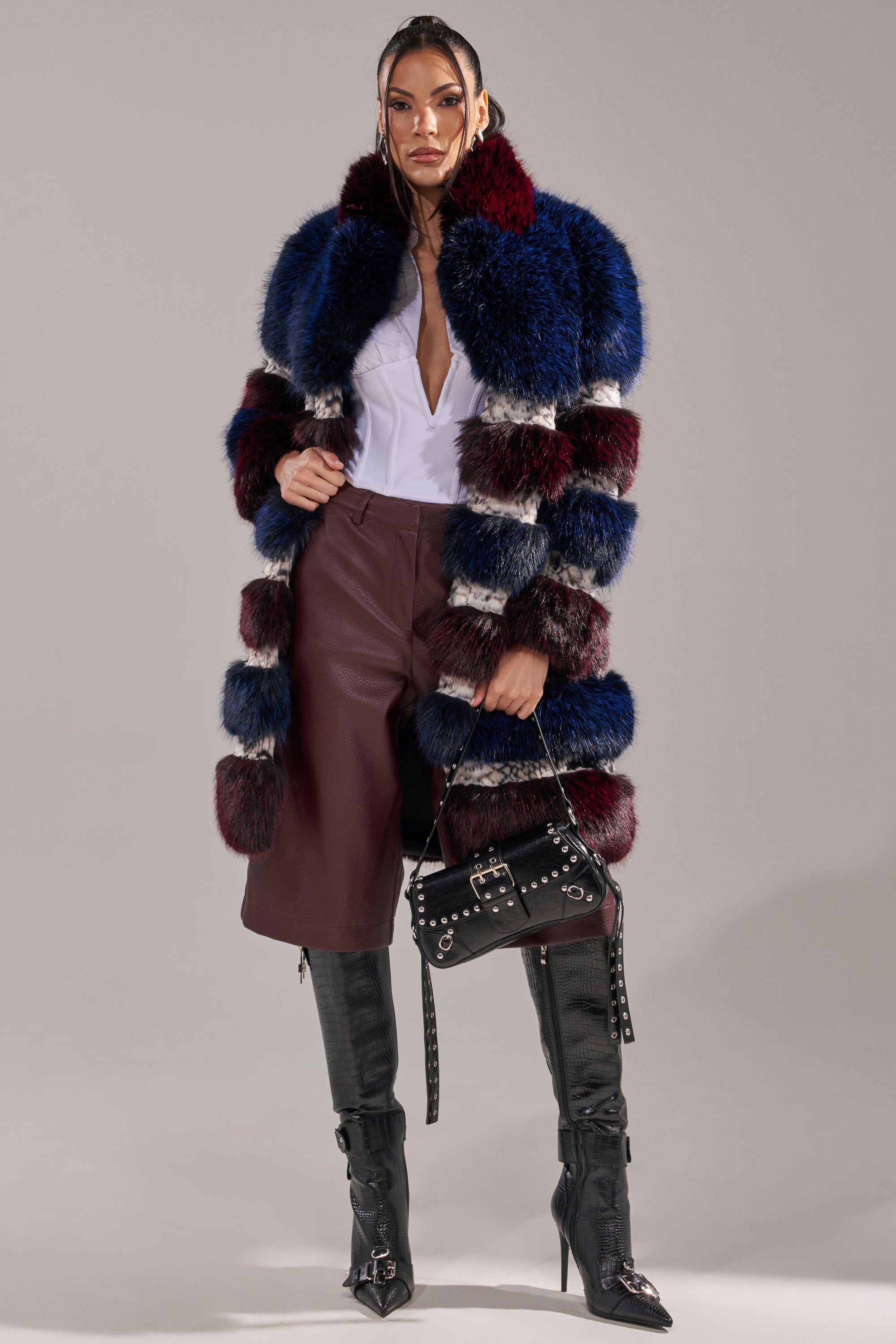 EGO PANELED FAUX FUR COAT – AKIRA