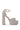 The AZALEA WANG ELENAOR GOLD PEARL CHUNKY SANDAL features a faux leather upper, a high chunky heel, an ankle strap with buckle, and textured sole. Elegantly adorned in pearls for a luxurious finish.