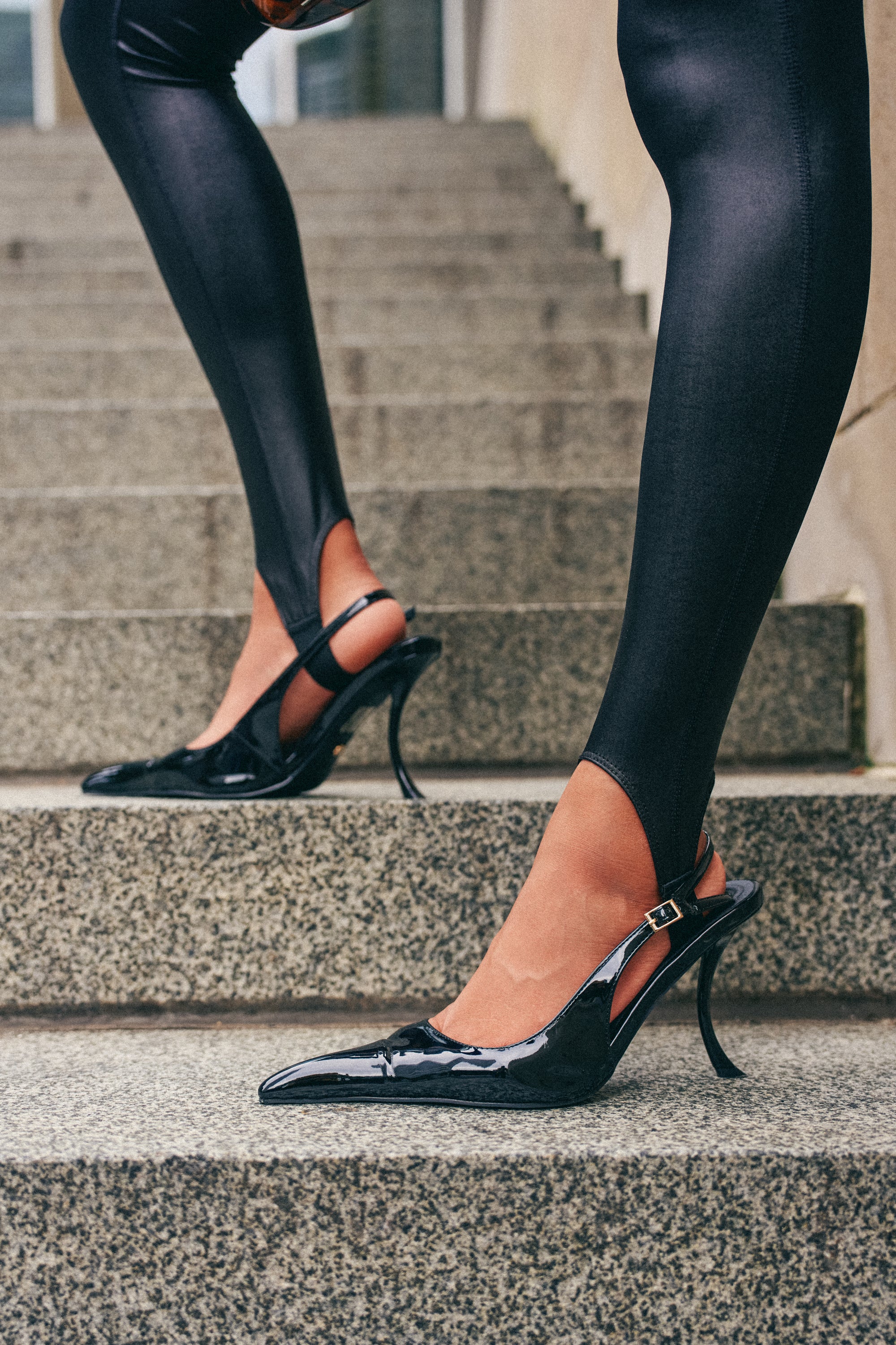 Black Stiletto Sling Back Pump, Pointed Toe | AKIRA
