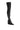 A single AZALEA WANG ERAQUS Black Over-the-Knee Chunky Boot is shown against a plain white background. This sleek boot features a pointed toe, glossy finish, chunky high heel, and a side zipper for easy wear.