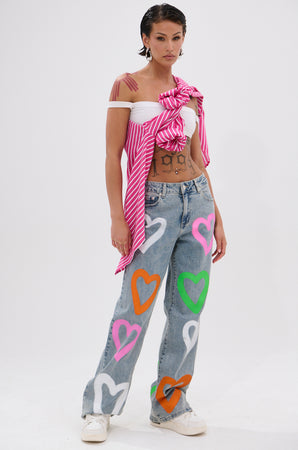 LOVERGIRL AIRBRUSHED WIDE LEG JEANS – AKIRA