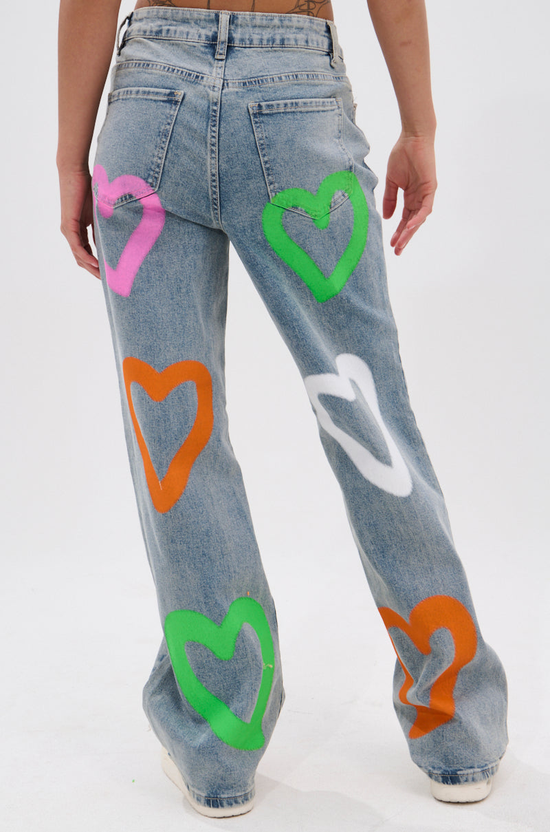 LOVERGIRL AIRBRUSHED WIDE LEG JEANS – AKIRA