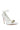 The AZALEA WANG ESMARIA WHITE METAL EMBELLISHED PUMP features a stiletto heel, ankle strap, pointed toe, gold accent, and sleek patent finish for added sophistication.