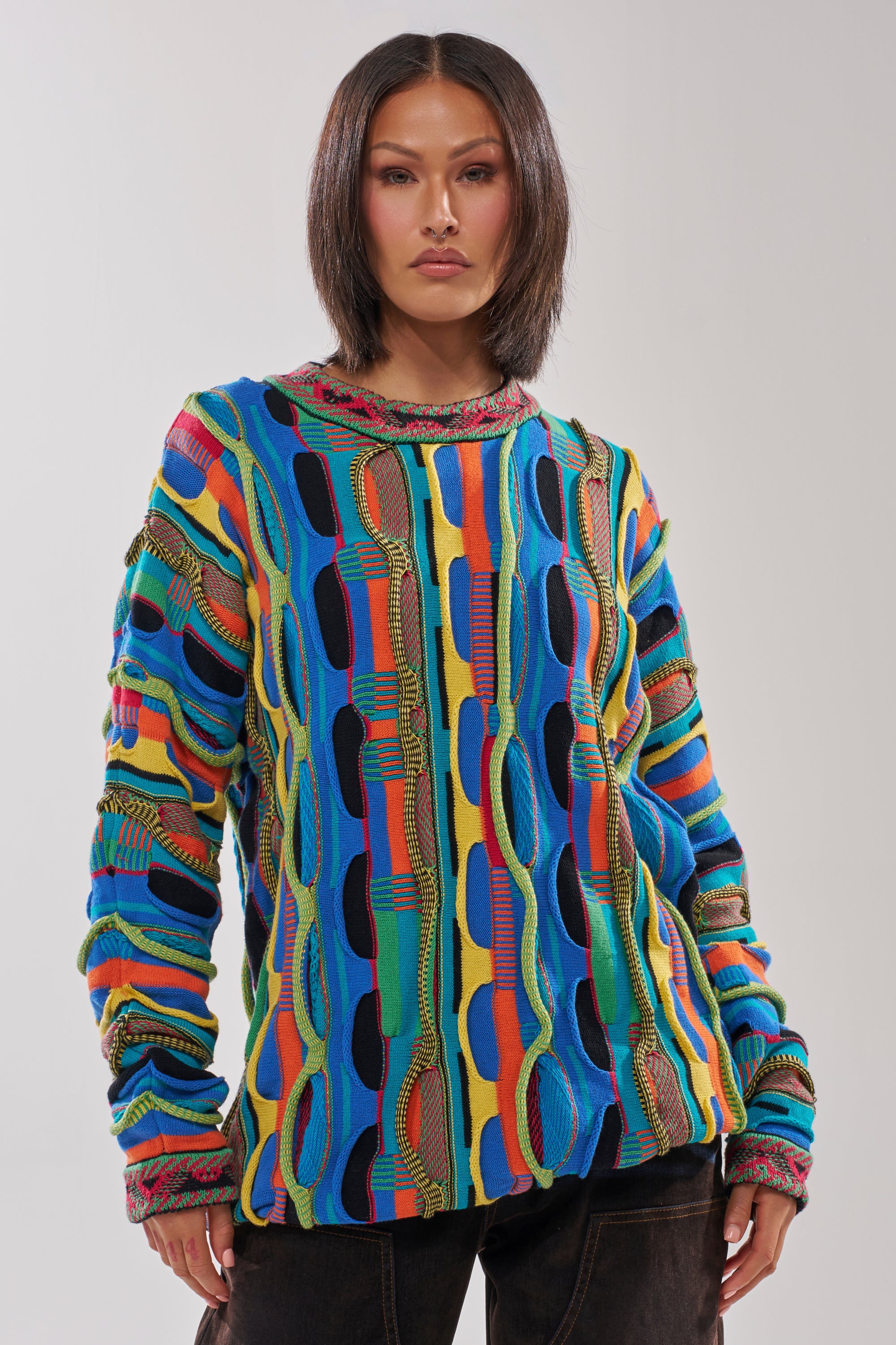 VINTAGE COOL OVERSIZED MULTI COLOR SWEATER – AKIRA
