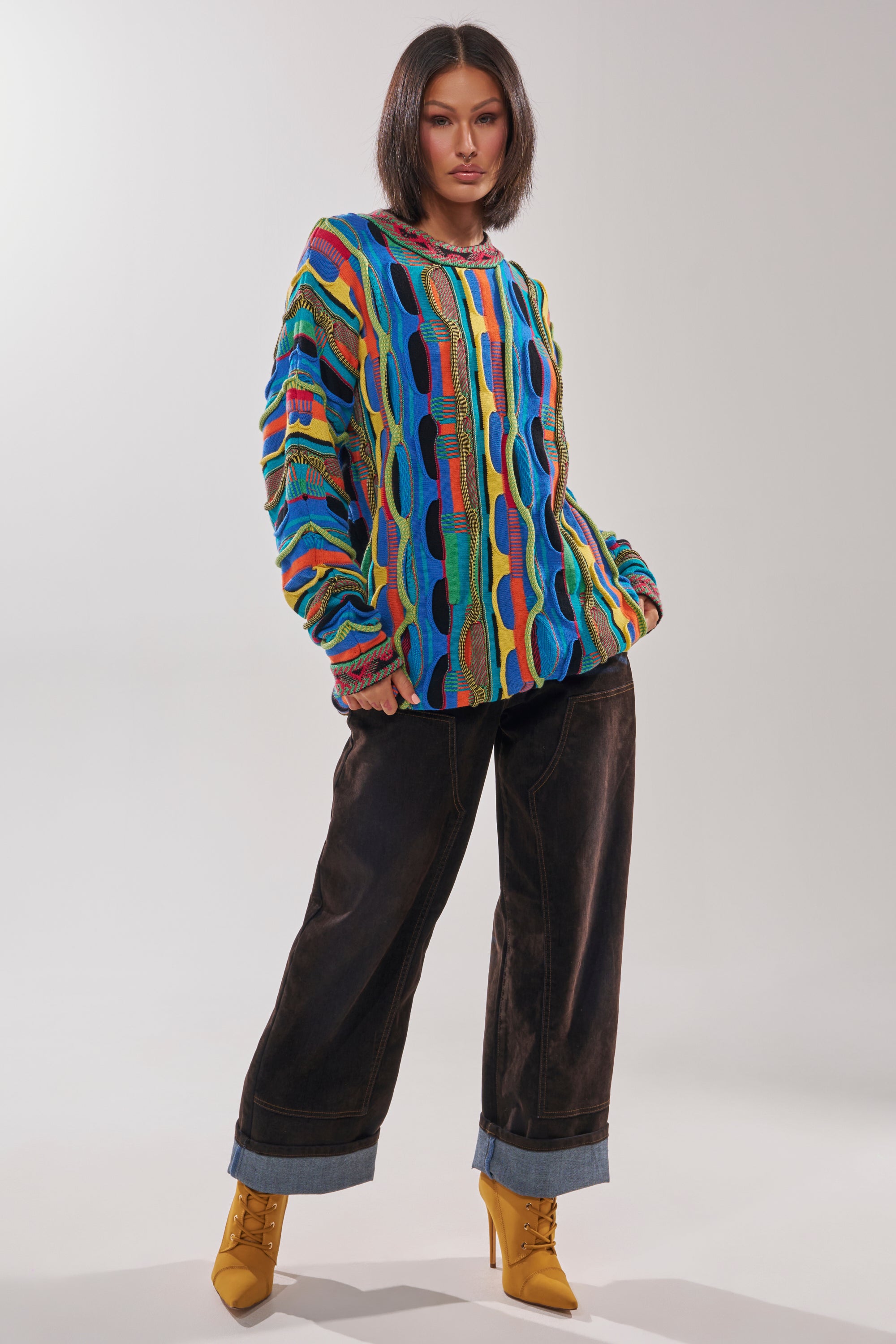 VINTAGE COOL OVERSIZED MULTI COLOR SWEATER – AKIRA