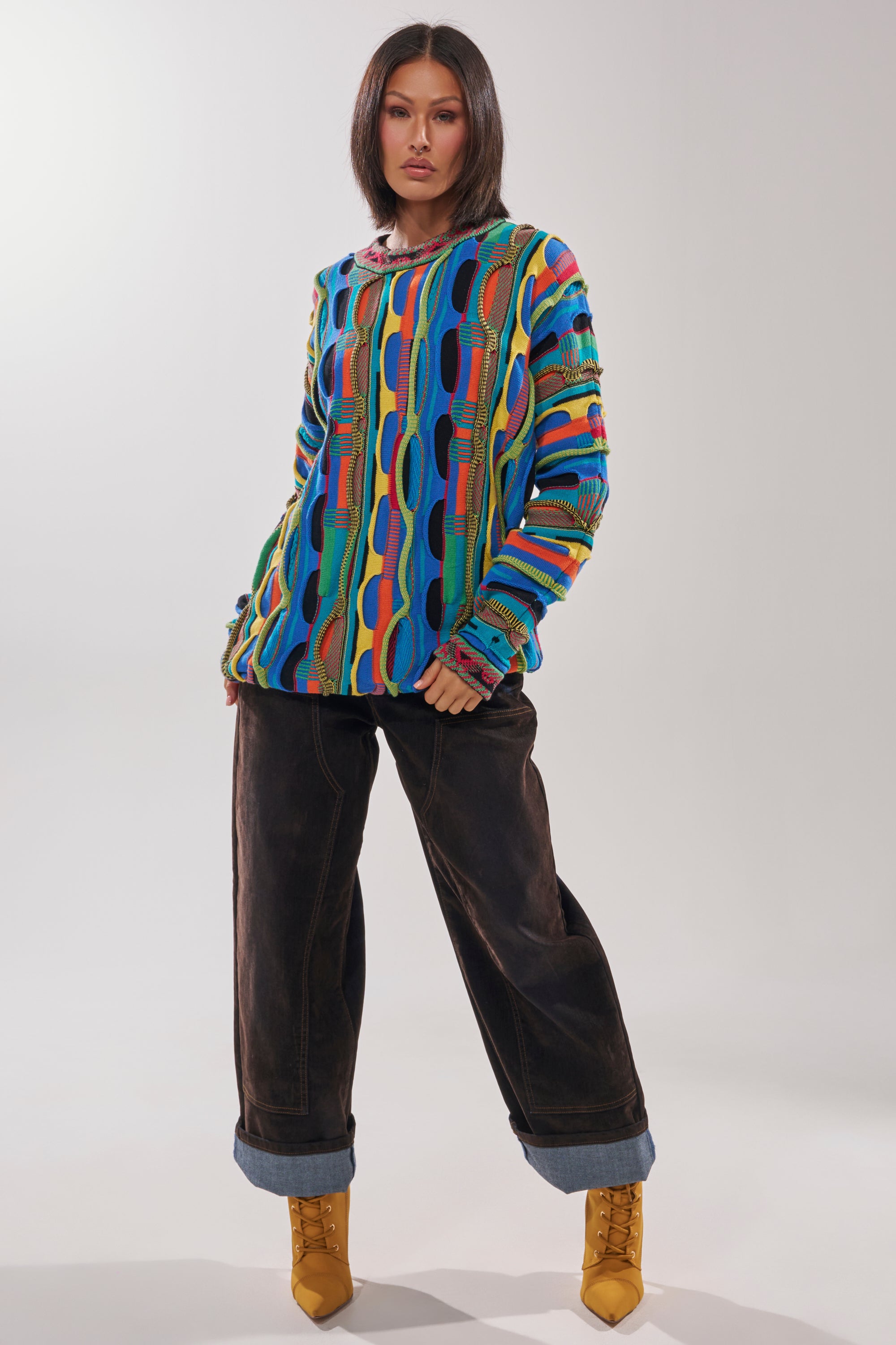 VINTAGE COOL OVERSIZED MULTI COLOR SWEATER – AKIRA