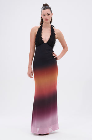 slim fit dress slacks Shawnette Ombre Halterneck Rhinestone Maxi Dress In Purple – Mew Mews main image 0