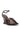 The AZALEA WANG FASCIA CHOCOLATE WEDGE FRINGE SANDAL features a sculpted wedge heel, closed toe, layered faux leather fringe on the upper, and a slim ankle strap with a buckle.
