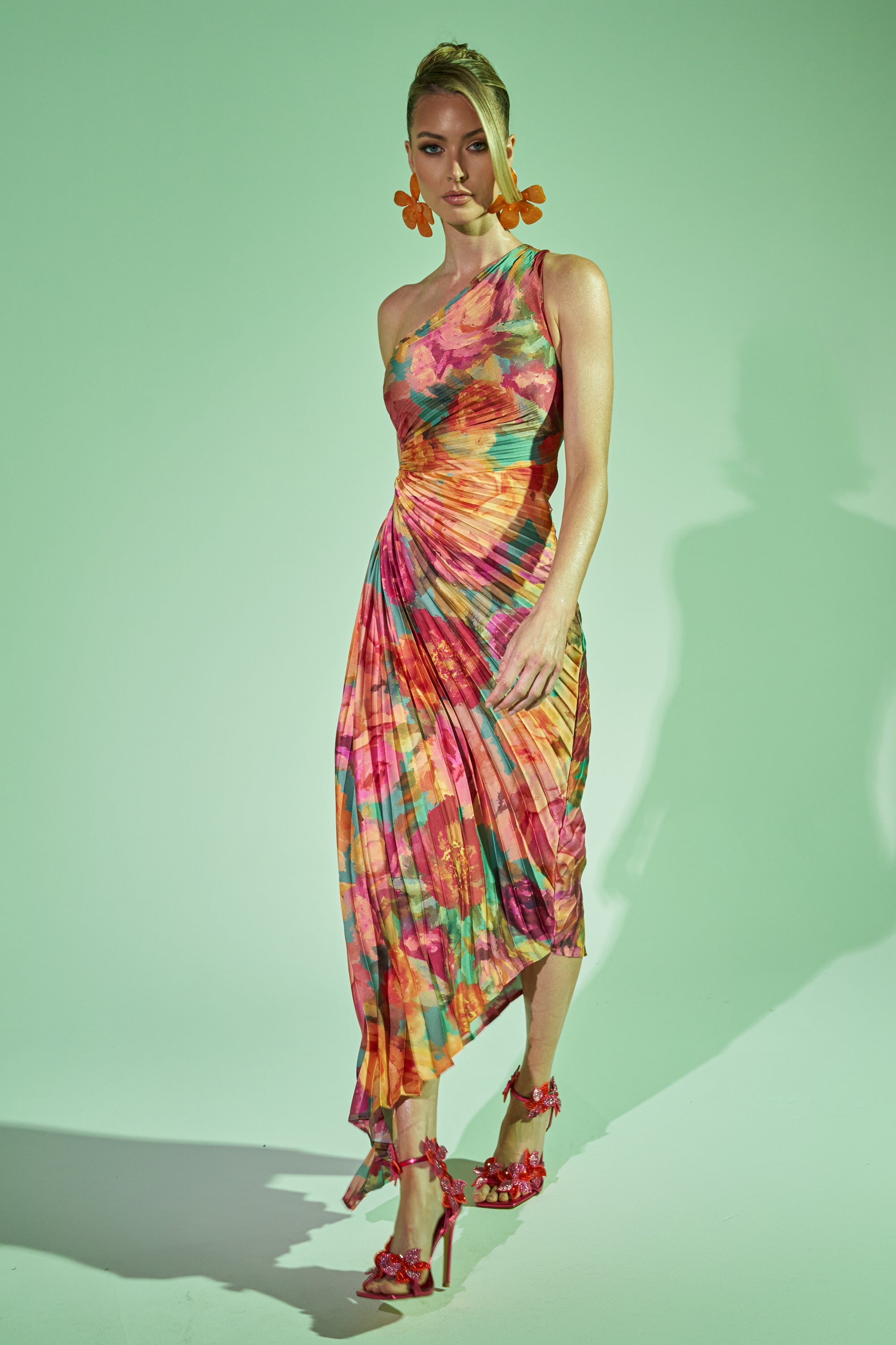 AKIRA Garden Floral Pleated Midi Dress | Size Small AKIRA Garden Floral Pleated Midi Dress | Size Small