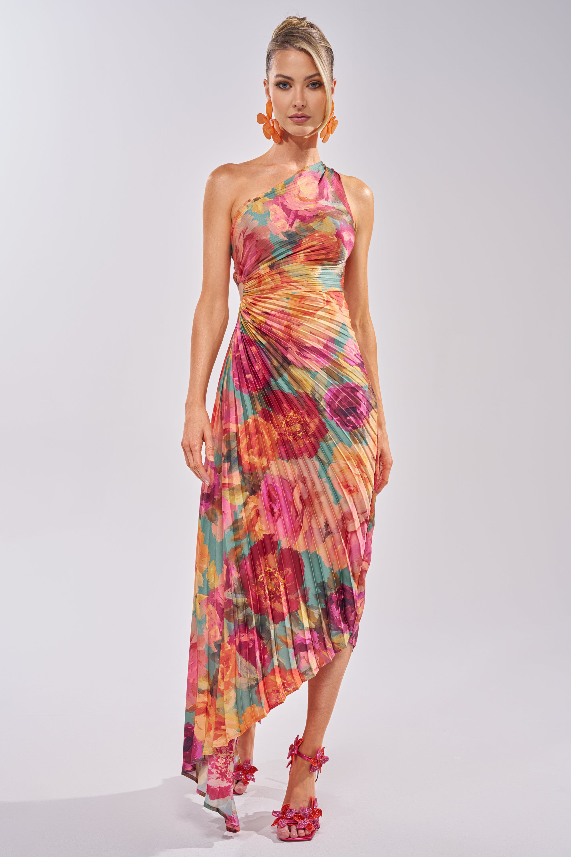 AKIRA Garden Floral Pleated Midi Dress | Size Small AKIRA Garden Floral Pleated Midi Dress | Size Small