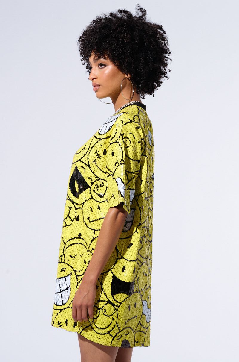 sequin smiley face dress Infant l Toddler l Little Girl's Just Smile Sequin Emoji Face Dress HANNAH BANANA