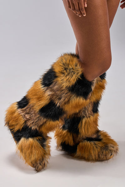 AZALEA WANG FENNEC MULTI PATCH WORK FUR KNEE HIGH BOOT – AKIRA