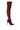 The AZALEA WANG FREJYA BURGUNDY LEOPARD LACE THIGH HIGH BOOT is a single pointed-toe, thigh-high stiletto with leopard lace-patterned sheer fabric in deep burgundy for an elegant, fashionable look.