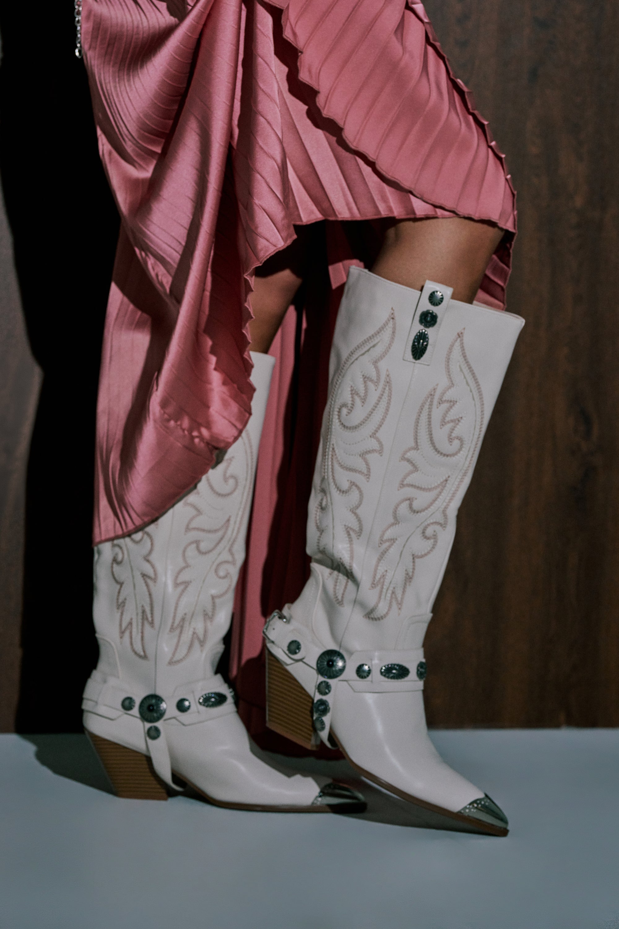 AZALEA WANG GERVASE BONE PU SILVER HARDWARE WESTERN BOOT – AKIRA