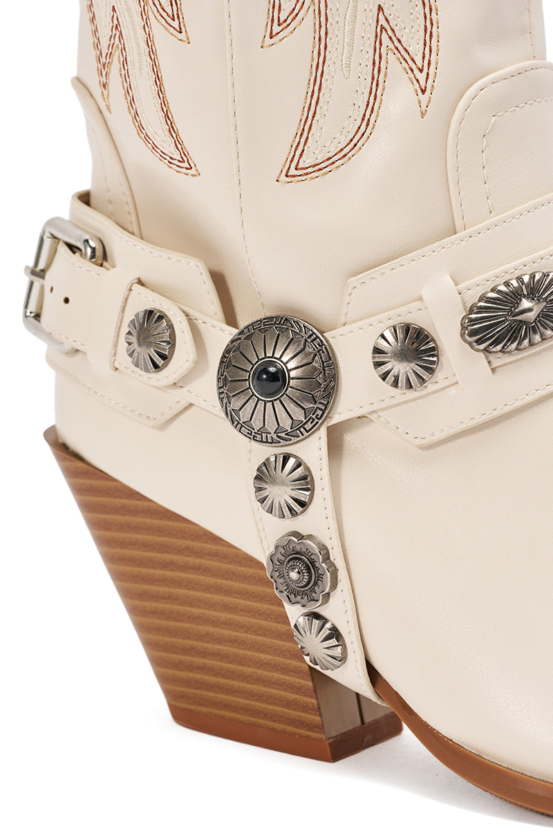 AZALEA WANG GERVASE BONE PU SILVER HARDWARE WESTERN BOOT – AKIRA