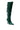The AZALEA WANG GESINE GREEN CROC PATENT LUXE BOOT is a tall, dark green, croc-embossed leather boot with a pointed toe, high stiletto heel, and two decorative buckles on the shaft.