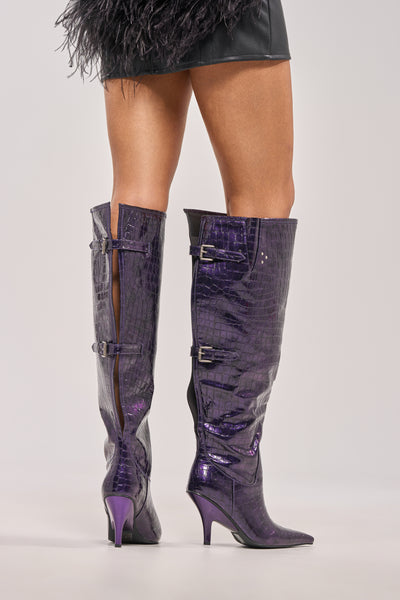 AZALEA WANG GESINE PURPLE CROC PATENT LUXE BOOT – AKIRA