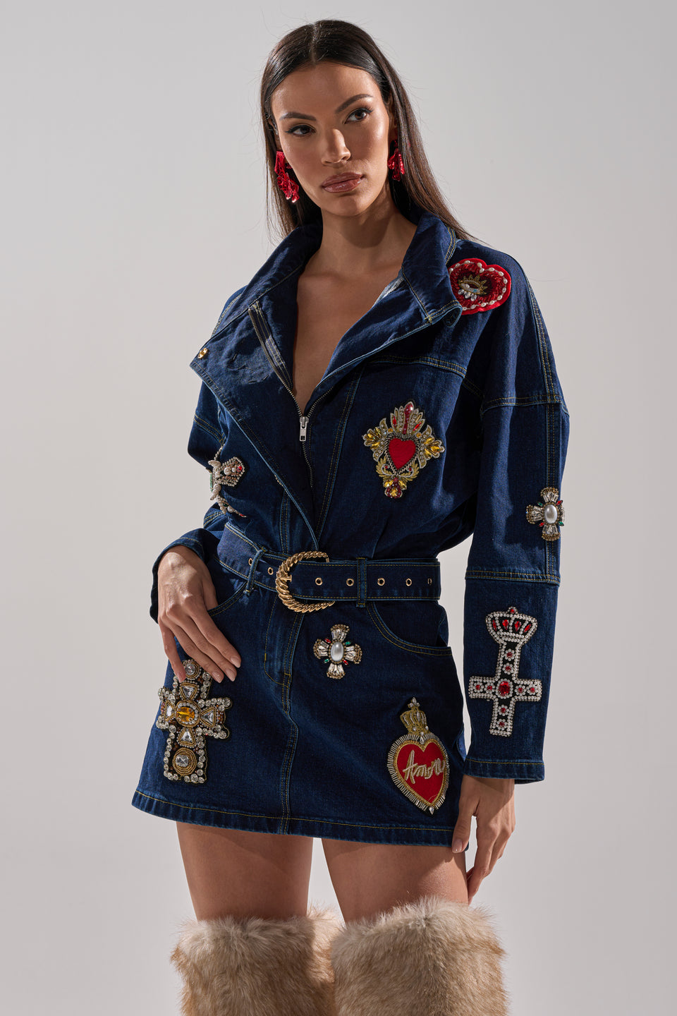 gap denim patchwork dress Denim Mini Dress