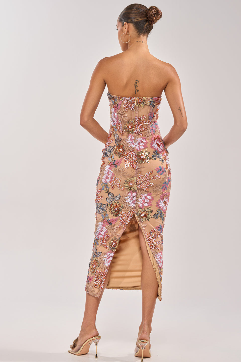 AKIRA Show Me Love Embellished Midi Dress | Brown