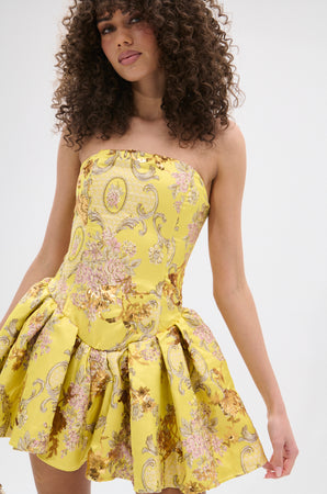 CRAZY IN LOVE BROCADE MINI DRESS  AKIRA