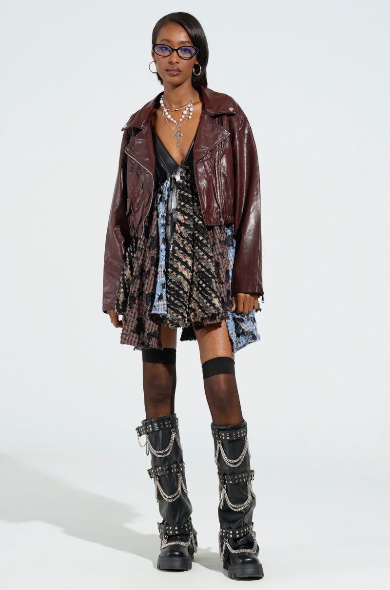 TAKE ME AWAY DISTRESSED PLAID MINI DRESS – AKIRA