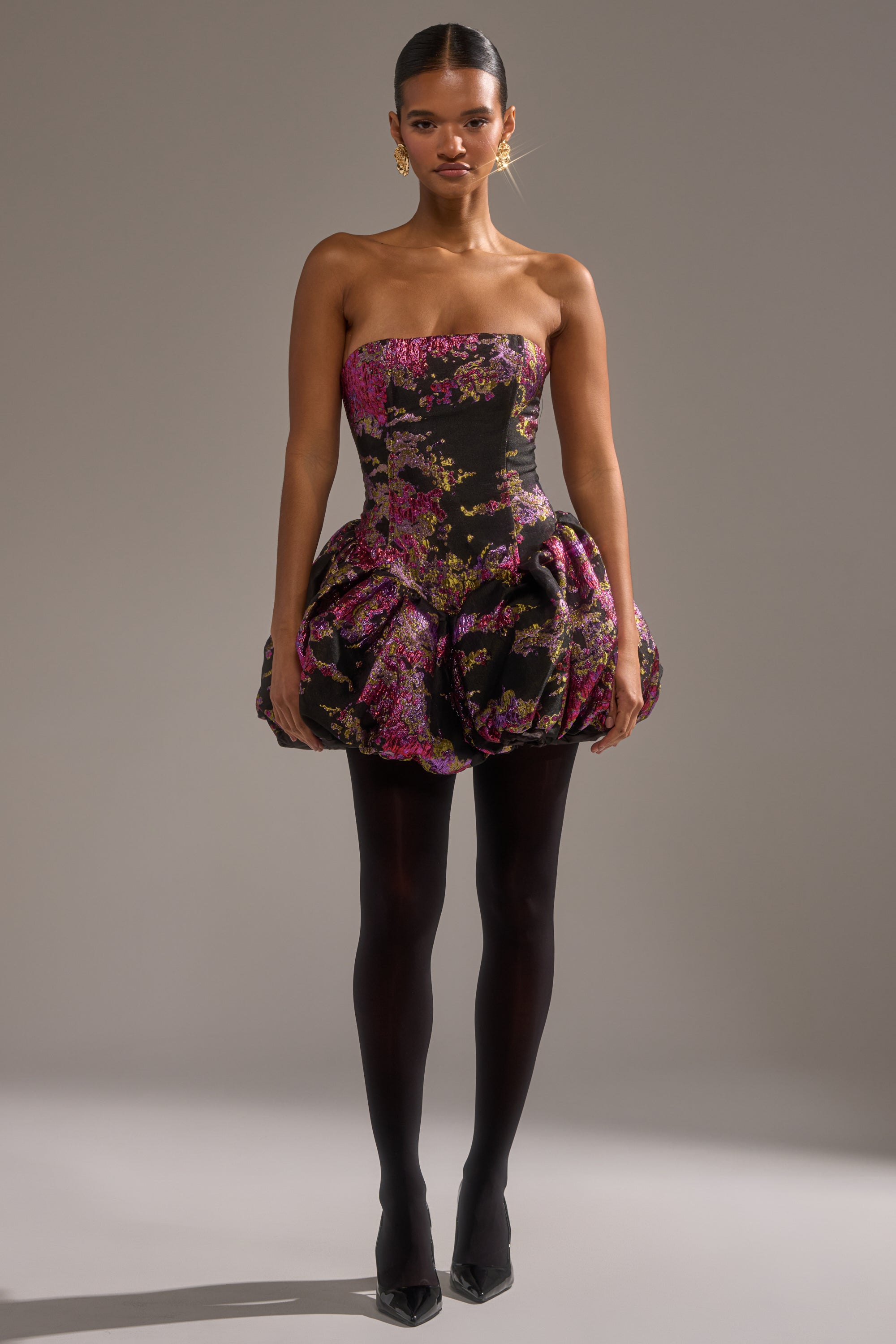 knee length dresses for ladies PRETTY IN PINK BROCADE BEADED MINI DRESS – AKIRA main image 1