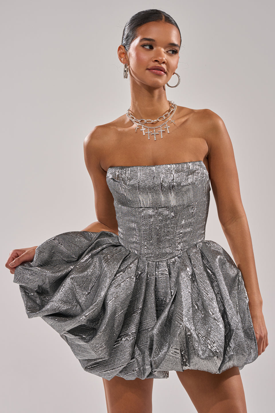 silver birthday dress STAR OF THE NIGHT SILVER MINI DRESS – AKIRA