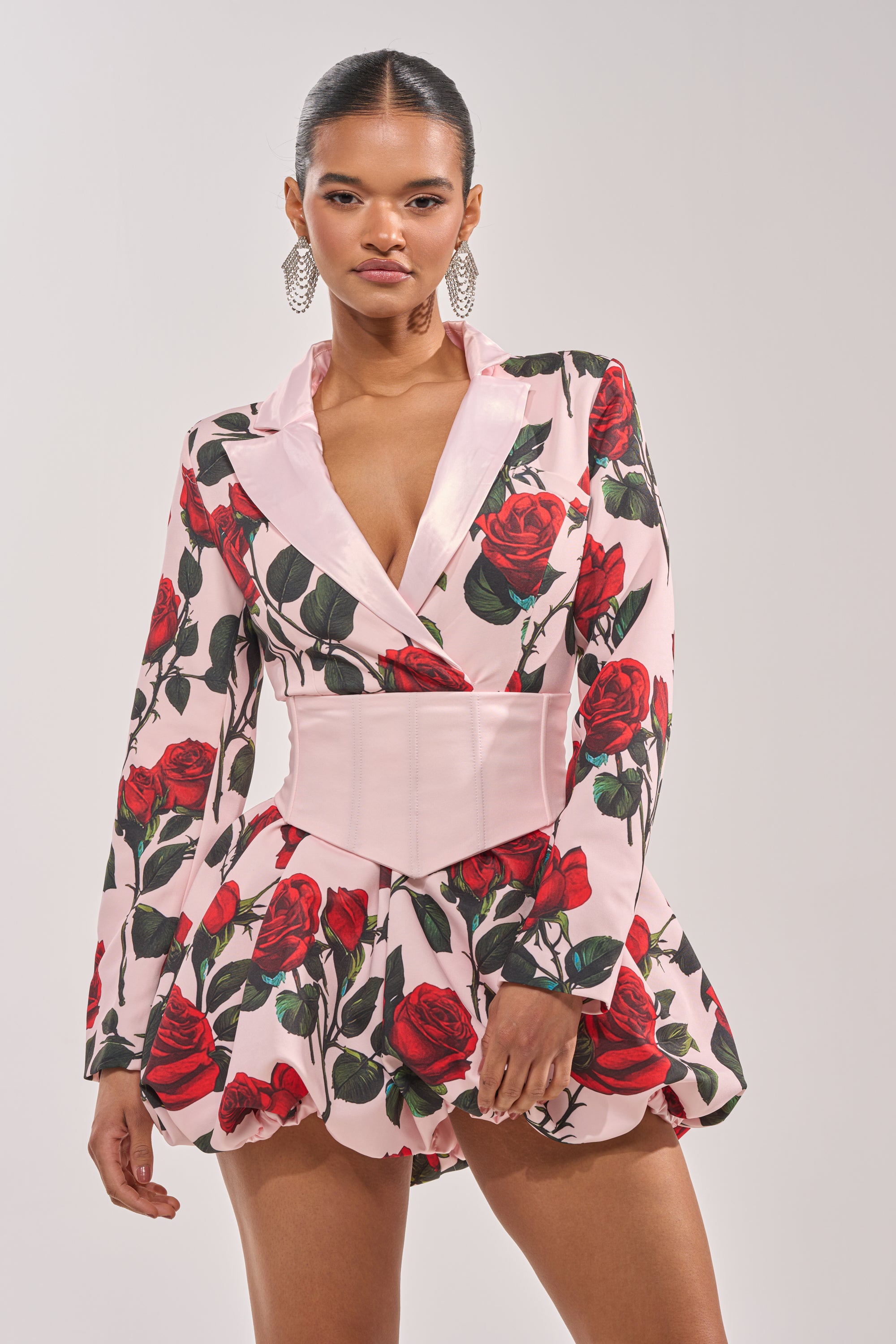 PAINTING THE ROSES RED BUBBLE MINI DRESS WITH CORSET – AKIRA