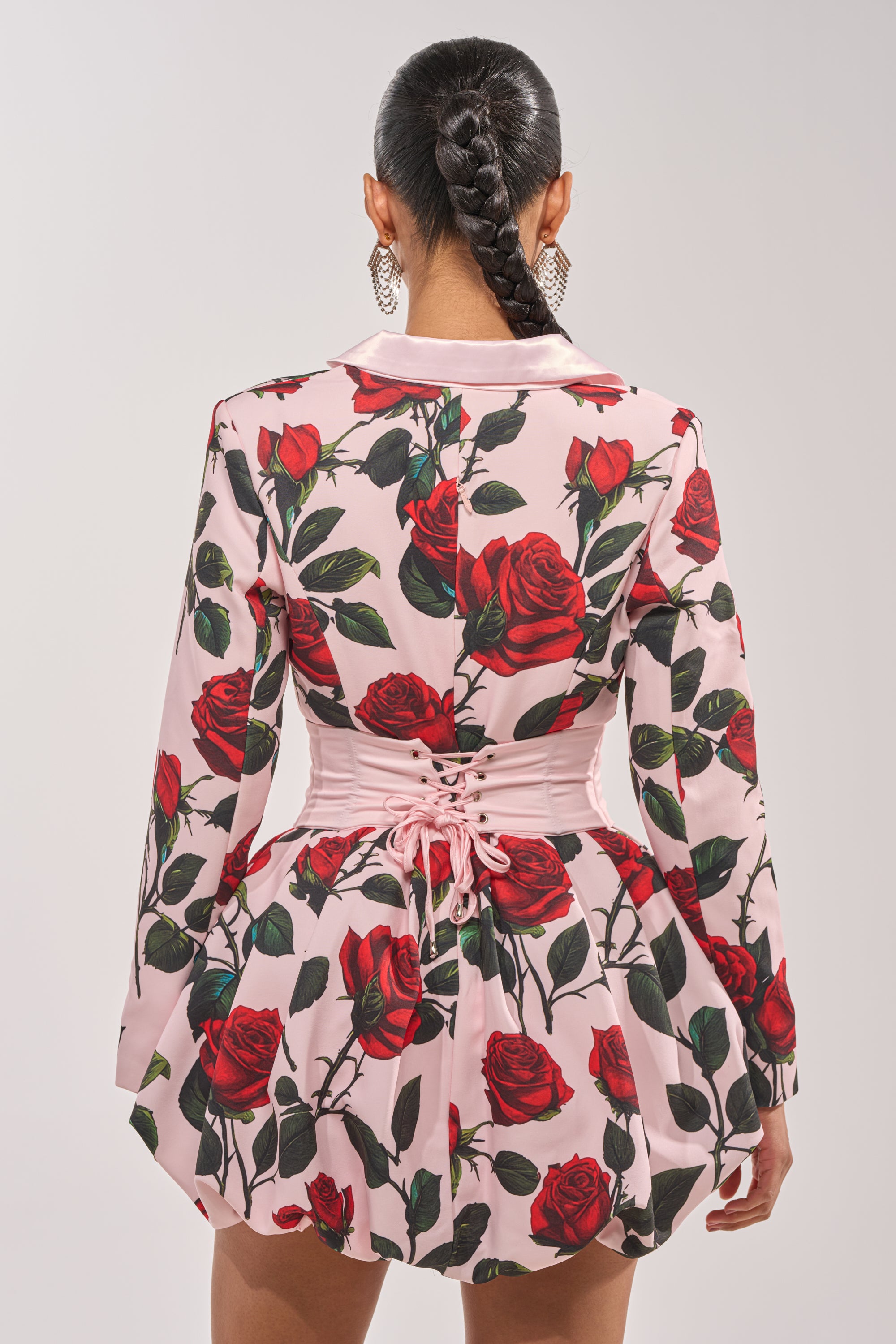red rose long sleeve dress AKIRA Painting The Roses Bubble Mini Dress With Corset | Red