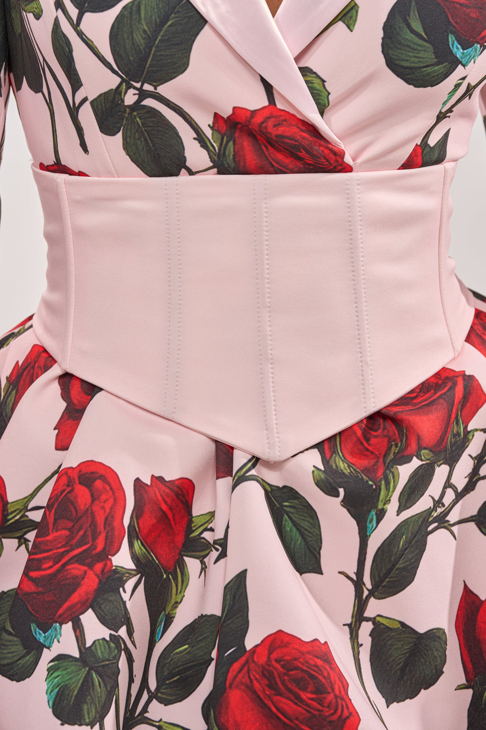 pink dress red roses Magdalena Wrap Dress (Pink + Red Roses)