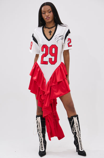 FEMME FOOTBALL JERSEY MINI DRESS  AKIRA