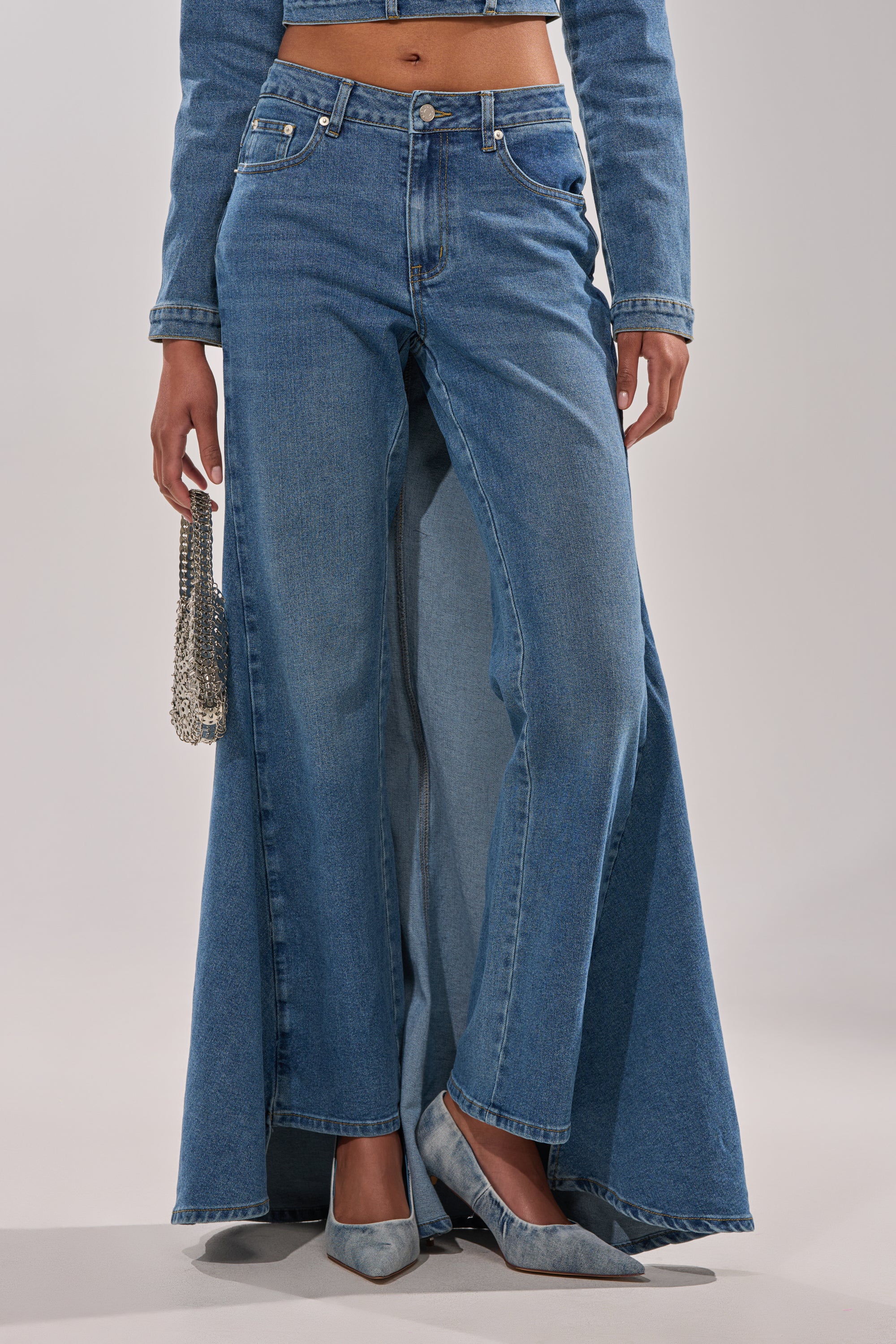 SHAKE IT OFF DENIM PANT WITH SKIRT ATTACHED – AKIRA