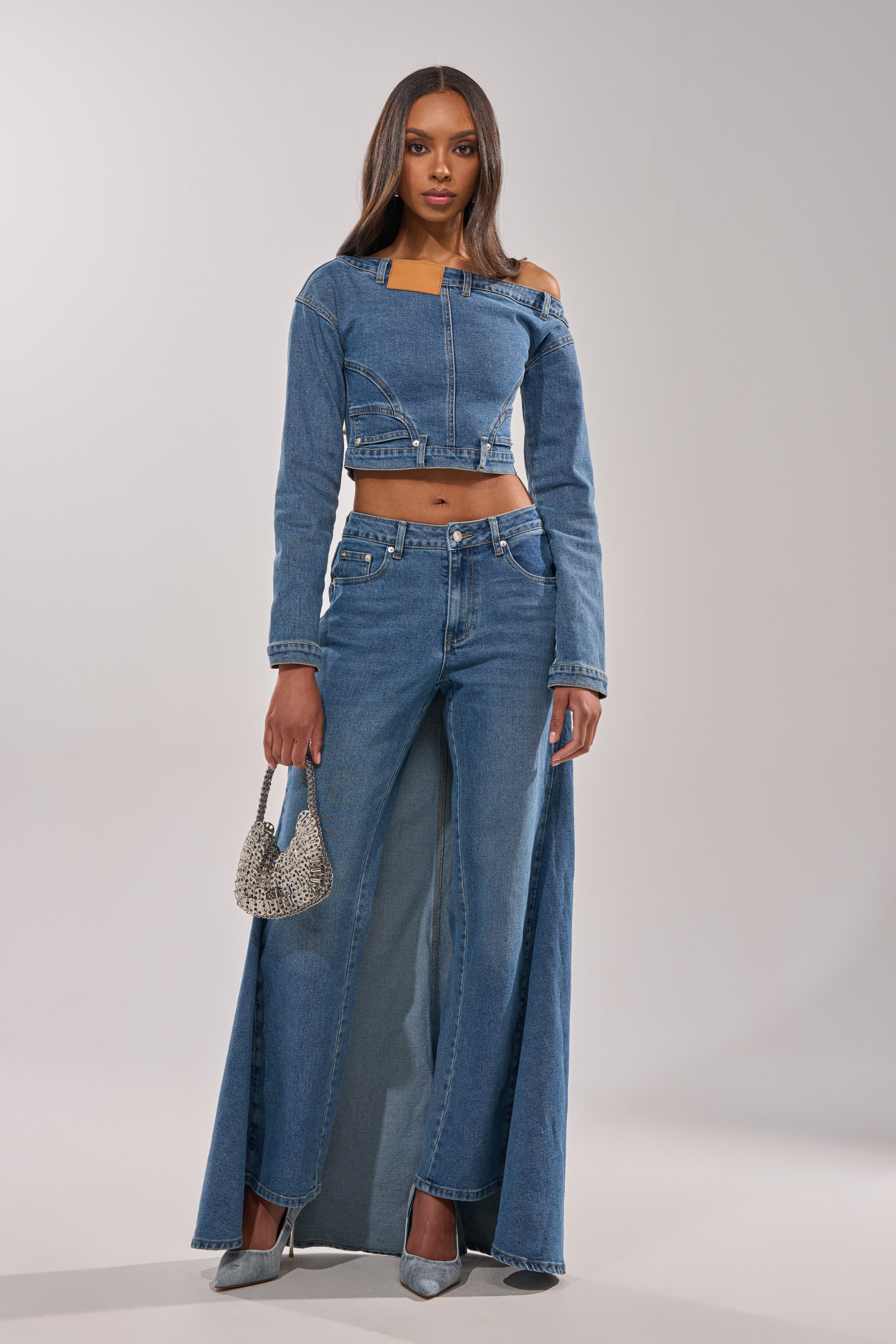 SHAKE IT OFF DENIM PANT WITH SKIRT ATTACHED – AKIRA