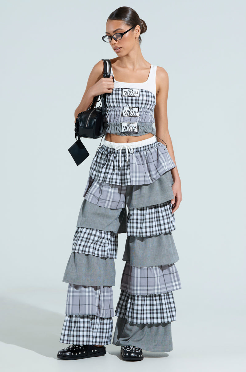 【U LAN】Melo Pleats Checkered Pantskirt NO PHOTOS PLEASE PLAID PANT – AKIRA