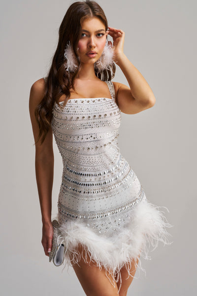 white and silver cocktail dress AKIRA Showstopper Rhinestone Mini | corset top Colour:Cobalt Blue No Embellishment Black Sleek Bridesmaid Dress