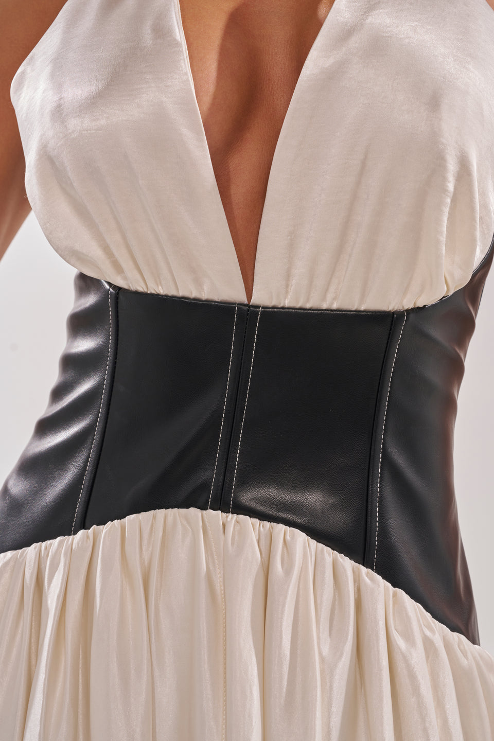 pleather corset dress Allison Faux Leather Corset Mini Dress