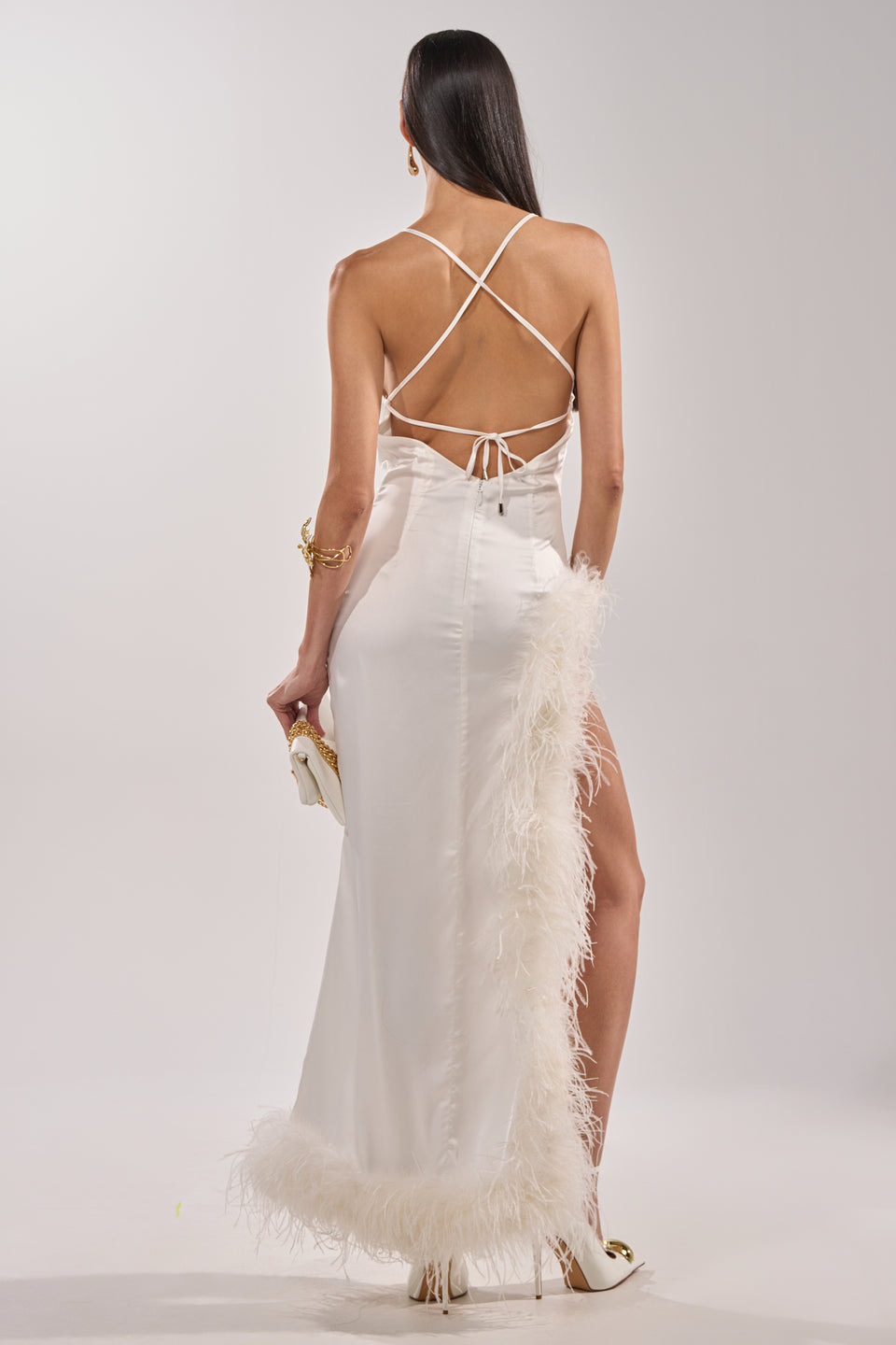 women's feather dress AKIRA Light As A Feather Maxi Dress