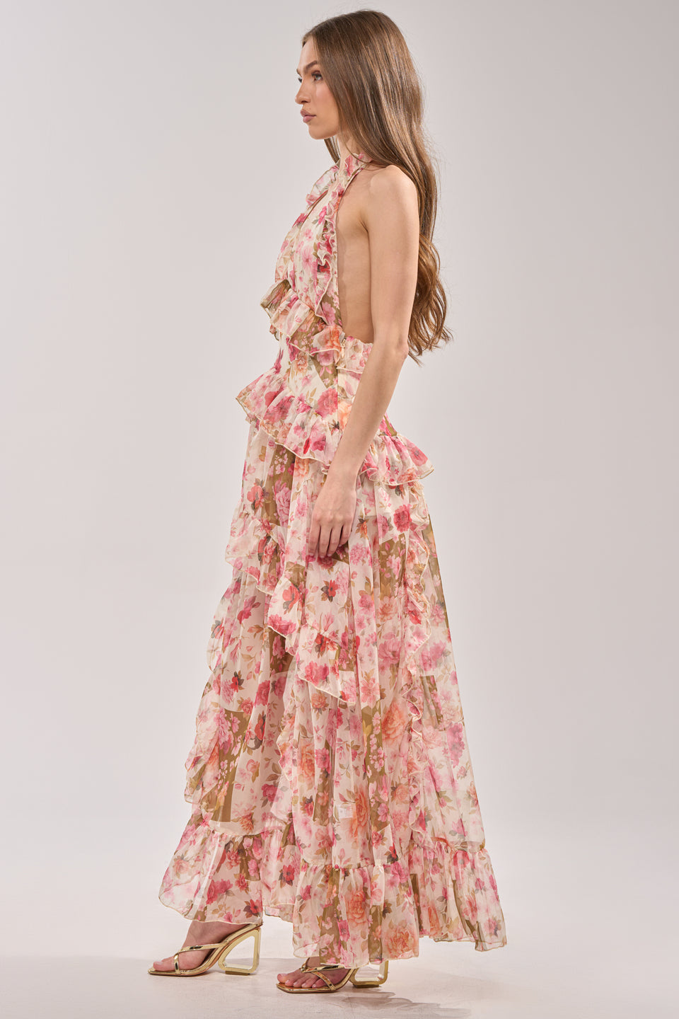 AKIRA Summer Stroll Floral Chiffon Maxi Dress