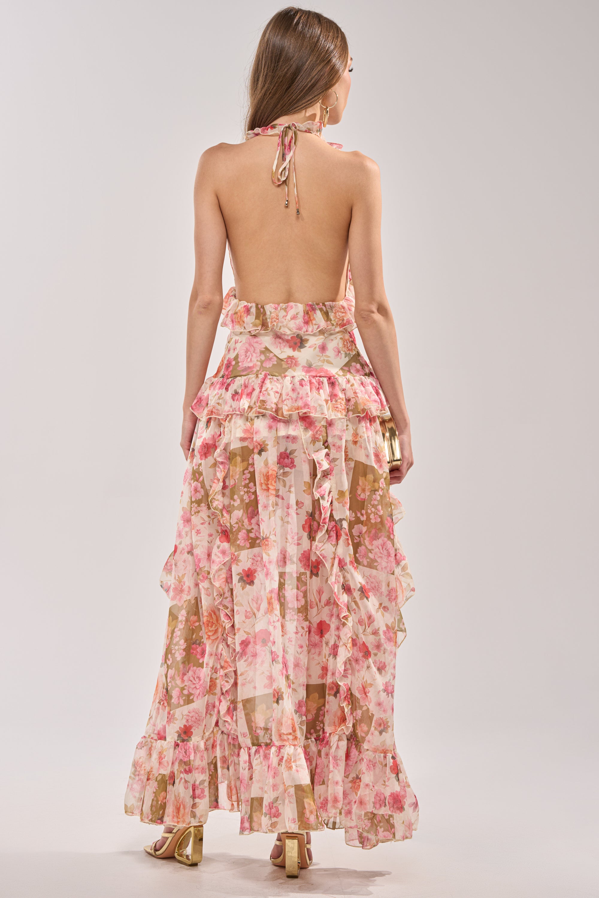 AKIRA Summer Stroll Floral Chiffon Maxi Dress