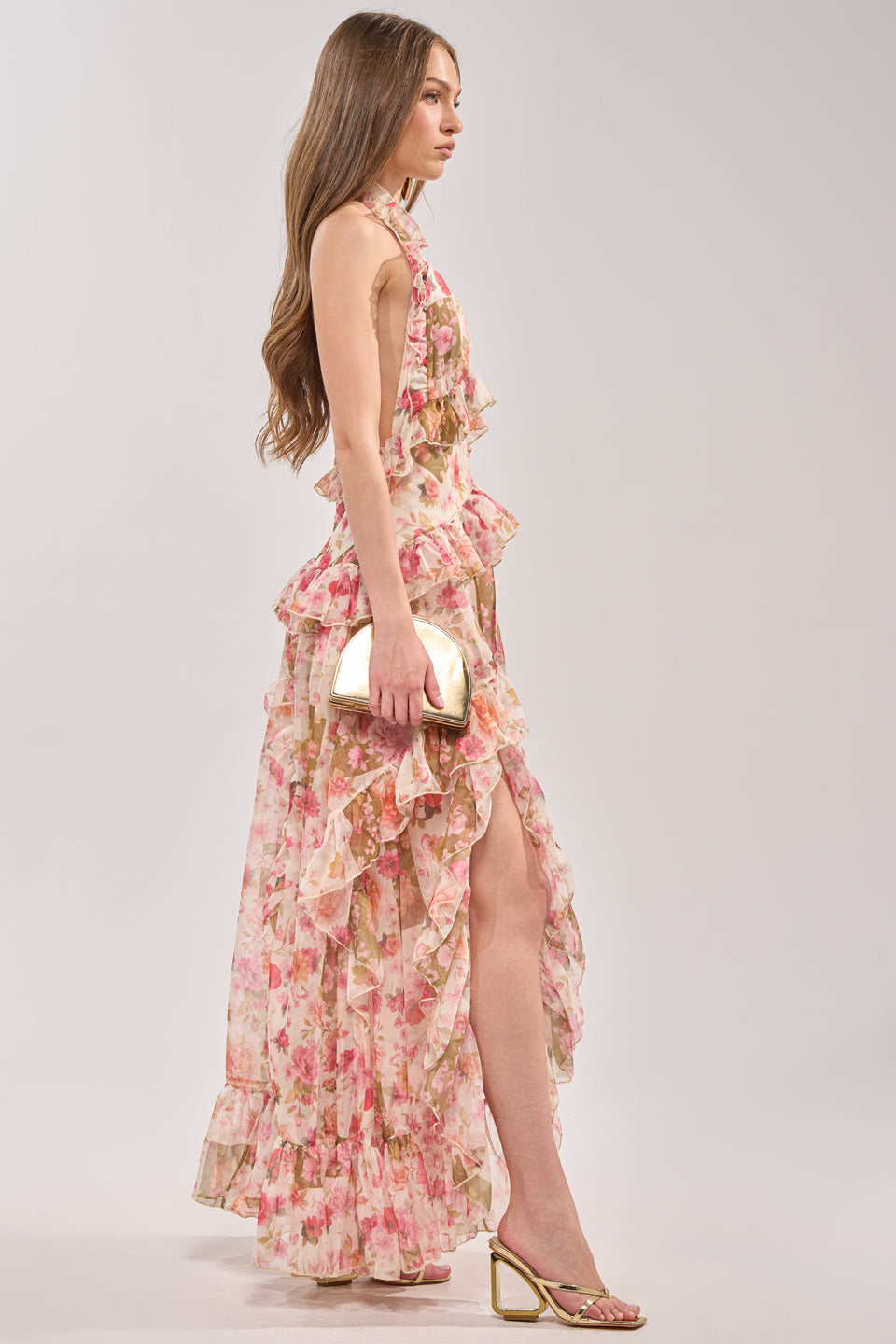 AKIRA Summer Stroll Floral Chiffon Maxi Dress